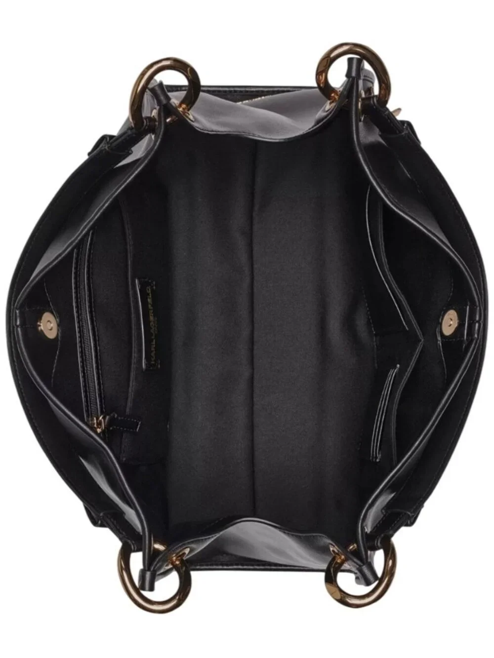 Karl Lagerfeld Paris Luciene Leather Tote Black Gold NWT MSRP $348 Shoulder Bag